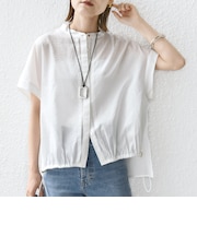 〈手洗い可能〉サッカー 裾 ドロスト ドルマン ブラウス 2