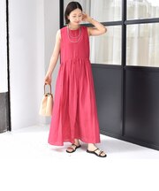 〈手洗い可能〉シルク混 シアー ノースリーブ ワンピース