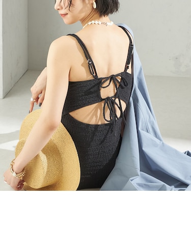 maroba:＜手洗い可能＞バック リボン ワンピース スイム ウェア