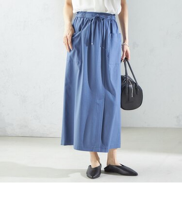 〈手洗い可能〉麻混 ストレッチ ドロスト Aライン スカート