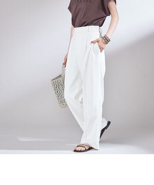 〈UVカット / 吸水速乾 / 手洗い可能〉合繊 タック センター プレス パンツ