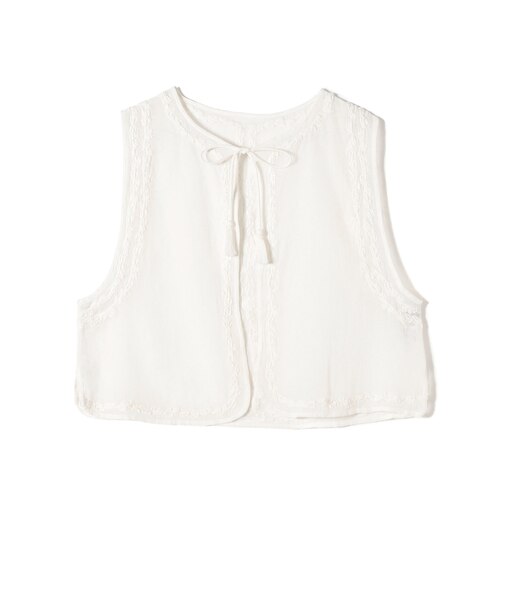 【SHIPS別注】Fanaka:〈手洗い可能〉メッシュ 刺繍 ジレ