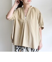 〈手洗い可能〉RENU ソフト タイプライター スキッパー 5分袖 ブラウス