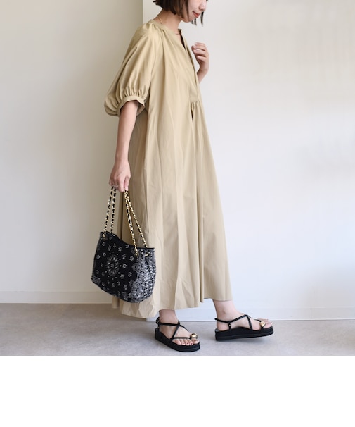 〈手洗い可能〉RENU ソフト タイプライター ギャザー ワンピース