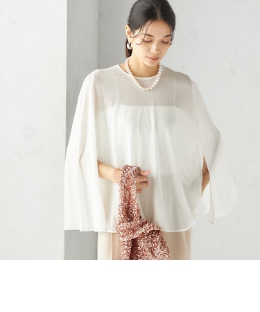 troisiemeCHACO:〈洗濯機可能〉シアー ケープ ブラウス