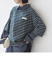 【WEB限定】マルチ ボーダー 5分袖 TEE