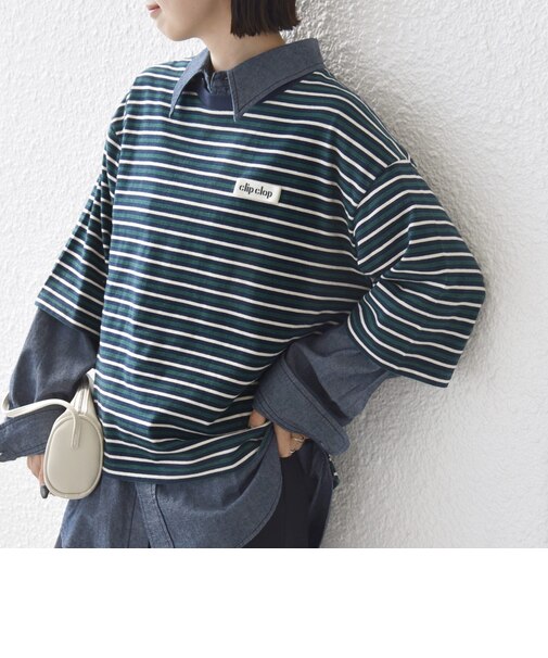 【WEB限定】マルチ ボーダー 5分袖 TEE
