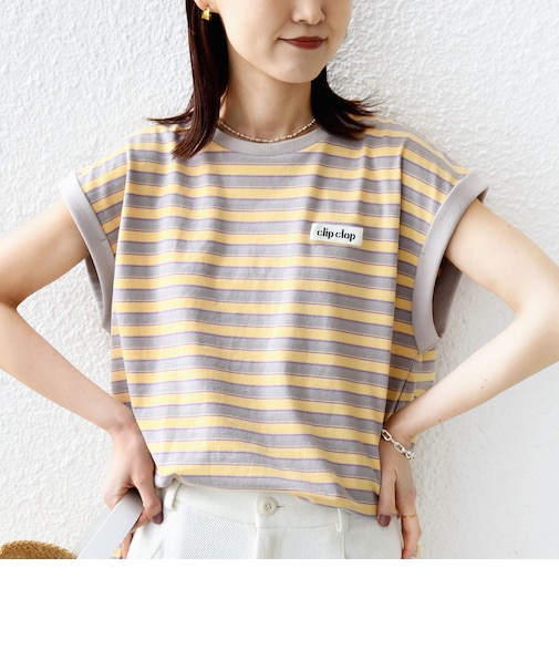 【WEB限定】マルチ ボーダー フレンチスリーブ プルオーバー