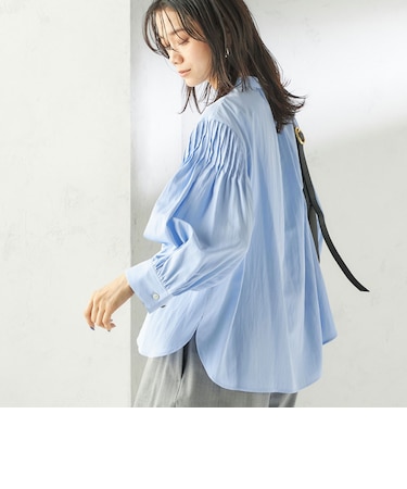 〈手洗い可能〉袖 ピンタック 羽織 ブラウス