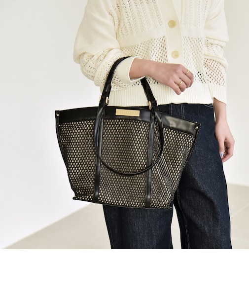 quaranciel: 2way ハンドル メッシュ トートバッグ