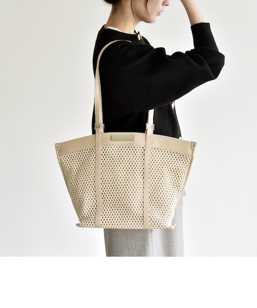 quaranciel: 2way ハンドル メッシュ トートバッグ