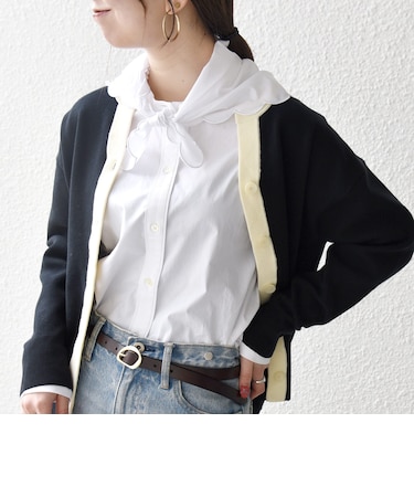 SHIPS any:〈洗濯機可能〉スカラップ スカーフ付 バンドカラー シャツ