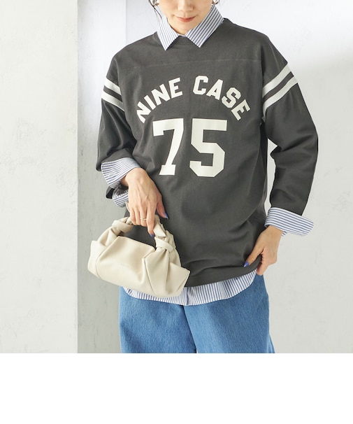 NINE CASE:〈洗濯機可能〉七分袖 フットボール TEE