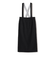 SHIPS Primary Navy Label:プードル ツイード サスペンダー スカート