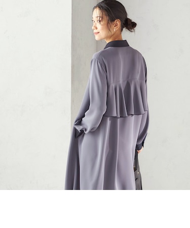 〈洗濯機可能〉ライト ダブルクロス バックフリル Aライン ワンピース（セレモニー対応可）