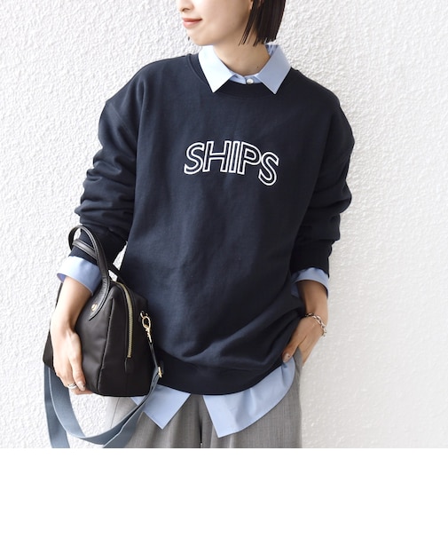 【WEB限定】SHIPS ラウンド ロゴ 刺繍 スウェット
