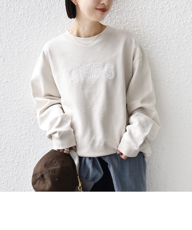 【WEB限定】SHIPS ラウンド ロゴ 刺繍 スウェット