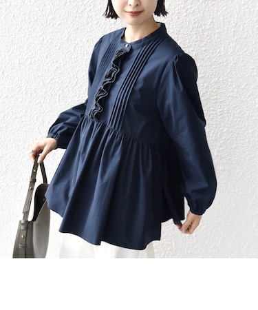 【WEB限定】〈手洗い可能〉フリル 刺繍 ペプラム ブラウス