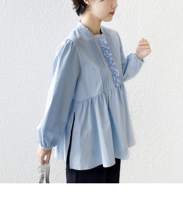 【WEB限定】〈手洗い可能〉フリル 刺繍 ペプラム ブラウス