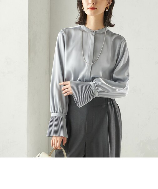 〈手洗い可能〉プリーツ 袖 デザイン ブラウス