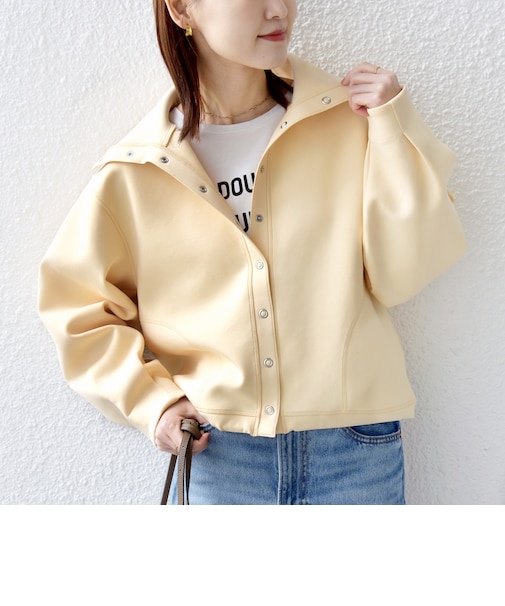 【WEB限定】〈手洗い可能〉裾 ドロスト ダンボール スナップ ボタン カーディガン