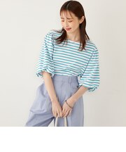 SHIPS Colors:〈洗濯機可能〉カラー ボーダー ギャザー スリーブ プルオーバー