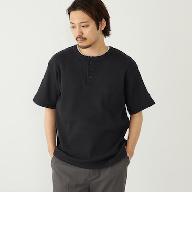 SHIPS Colors:ローゲージ カノコ ヘンリーネック Tシャツ◇