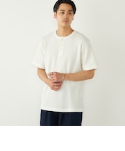 SHIPS Colors:ローゲージ カノコ ヘンリーネック Tシャツ◇