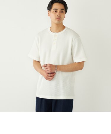 SHIPS Colors:ローゲージ カノコ ヘンリーネック Tシャツ◇