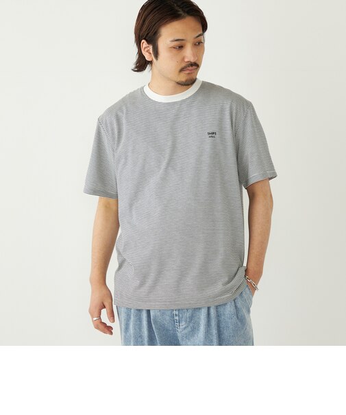 SHIPS Colors:〈速乾〉CAVE(R) ワンポイント ロゴ ボーダー Tシャツ◇