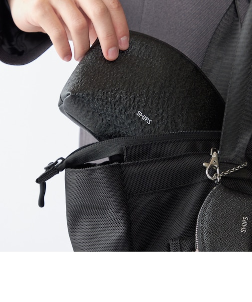 【WEB限定】SHIPS:【SAFFIANO LEATHER】ラウンド ジップ ポーチ