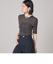 SHIPS NINE CASE:シアー ロゴ リンガー TEE