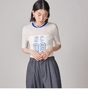 SHIPS NINE CASE:シアー ロゴ リンガー TEE