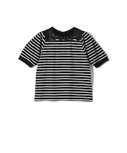 〈手洗い可能〉レース コンビ パフ スリーブ 半袖 Tシャツ