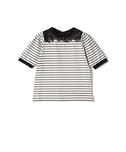 〈手洗い可能〉レース コンビ パフ スリーブ 半袖 Tシャツ