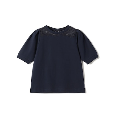 〈手洗い可能〉レース コンビ パフ スリーブ 半袖 Tシャツ