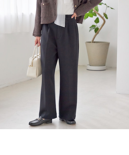 〈洗濯機可能 / セレモニー対応可〉ポリエステル レーヨン ダンボール ストレート パンツ