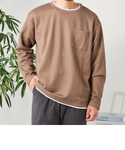 SHIPS any: パールワッフル フェイクレイヤード Tシャツ (ロンT)◇