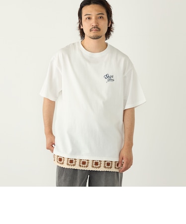 【WEB限定】SHIPS Colors:クロシェニット ロゴ刺繍 Tシャツ◇