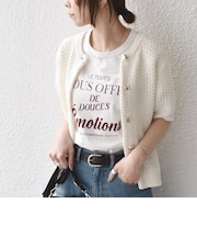 SHIPS Colors:〈手洗い可能〉リンクス ステッチ 5分袖 ニット ジャケット◇