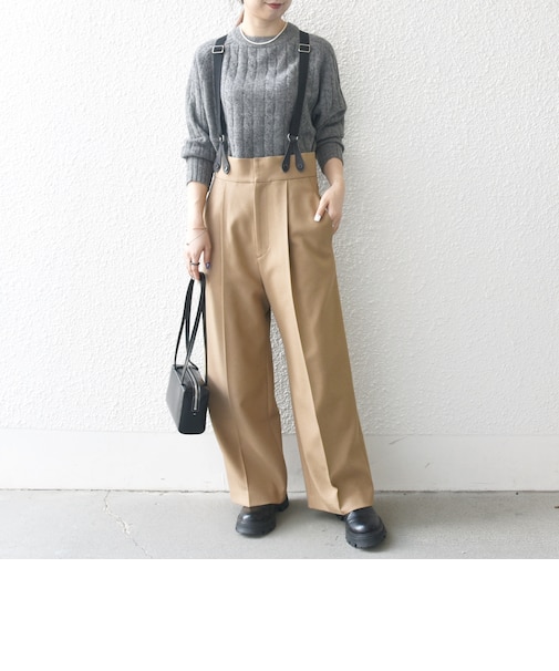 SHIPS any:〈洗濯機可能〉マニッシュ サスペンダー ワイド パンツ 24FW