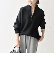 SHIPS any:〈手洗い可能〉ハーフジップ 畦編み ドライバーズ ニット 25AW◇