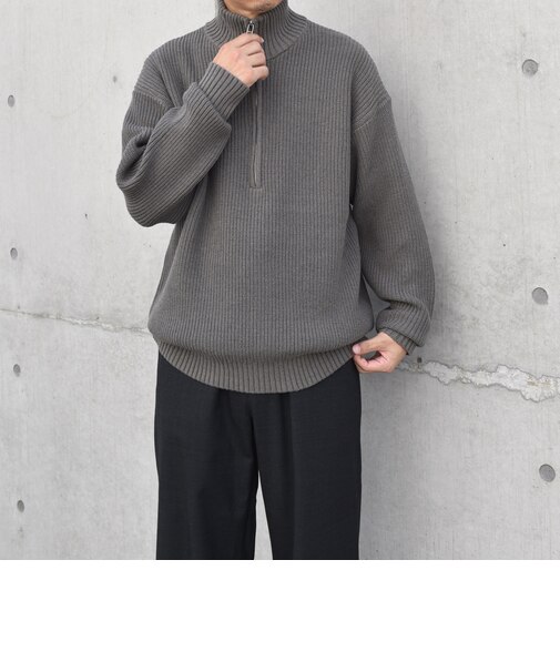 SHIPS any:〈手洗い可能〉ハーフジップ 畦編み ドライバーズ ニット 25AW◇