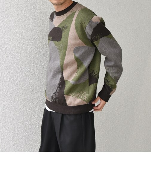 SHIPS any: 〈手洗い可能〉コットン カシミヤ パターン スウェットライク ニット◇