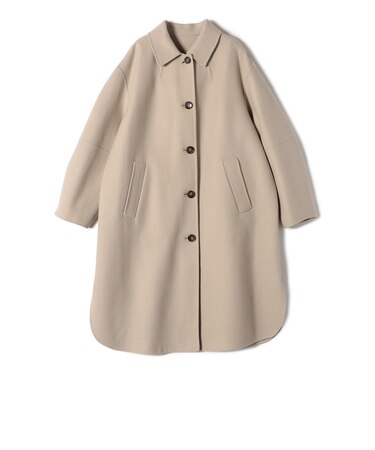 SHIPS Primary Navy Label:メルトン リバー ステンカラー コート