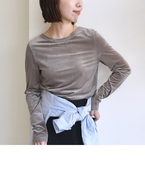 〈手洗い可能〉シアー トリコット ポリエステル ベロア 前後2WAY ロングスリーブ