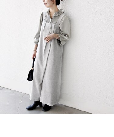 SHIPS any:〈洗濯機可能〉ツイード ライク サロペット［NAVY BLUE］