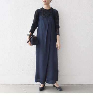 SHIPS any:〈洗濯機可能〉ツイード ライク サロペット［NAVY BLUE］