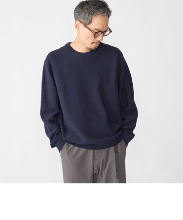 SHIPS:〈手洗い可能〉TEXBRID(R) コットン ウール ピケ クルーネック ニット