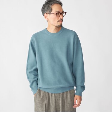 SHIPS:〈手洗い可能〉TEXBRID(R) コットン ウール ピケ クルーネック ニット